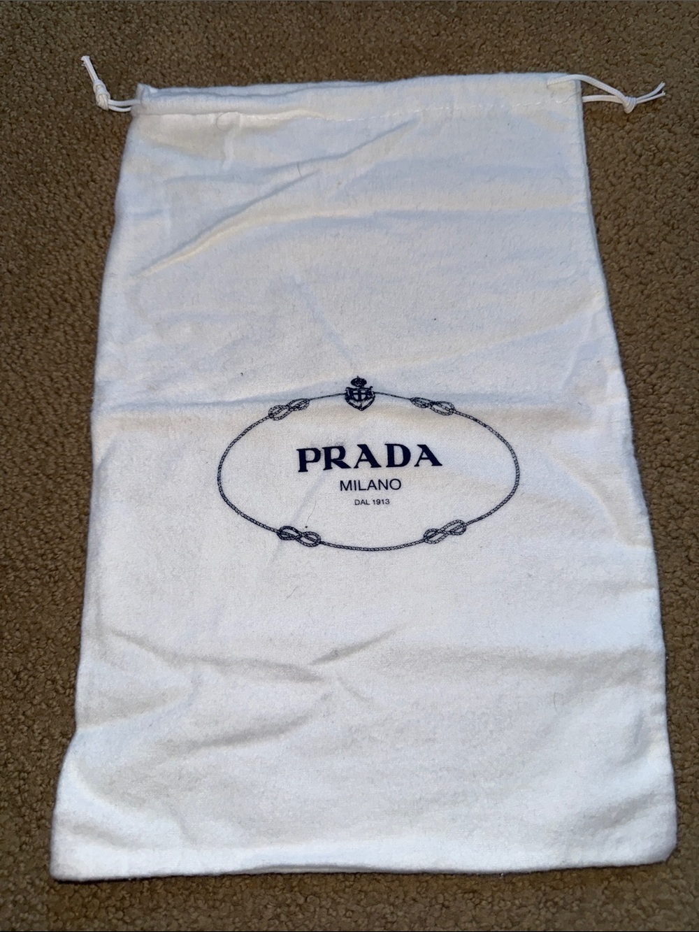 Prada White Drawstring Dust Bag with Navy Logo